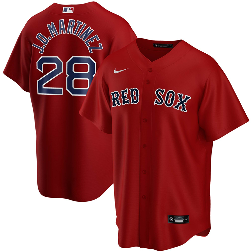 2020 MLB Men Boston Red Sox #28 J.D. Martinez Nike Red Alternate 2020 Replica Player Jersey 1